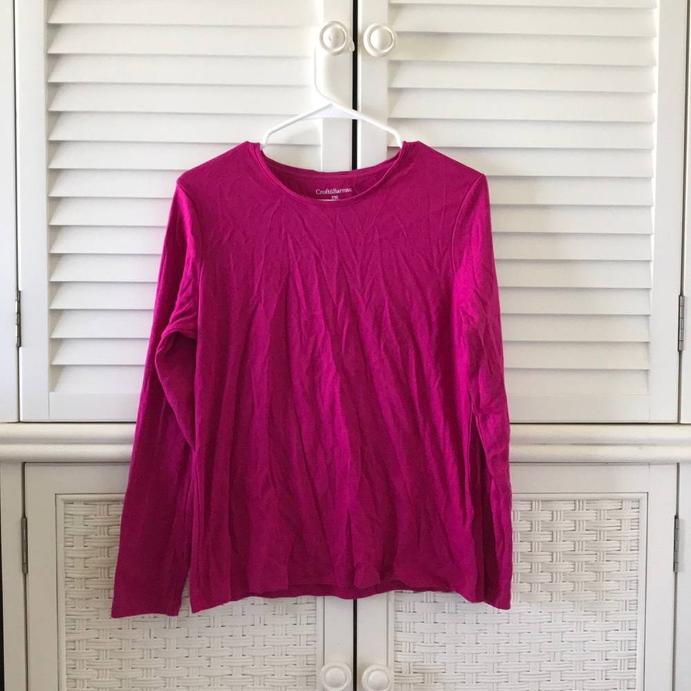 Croft & Barrow Pink Long Sleeve Tee M Petite